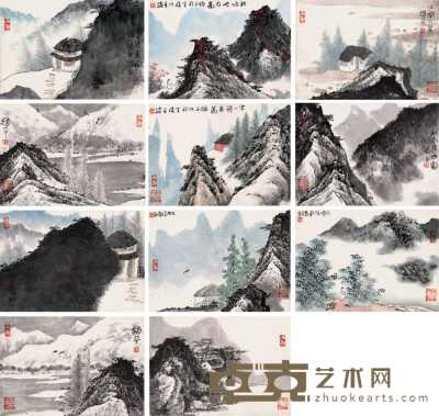 朱道平 山水 册页 23×16cm×11